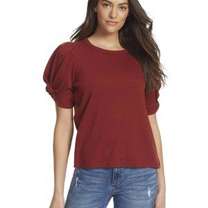 Ella Moss Womens Red Pointelle-Knit Twist-Sleeve Top Size Small, New With Tags